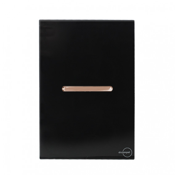 Cj Interruptor Simples Horizontal 4x2 - Novara Glass Preto Brilhante Ouro Rose 